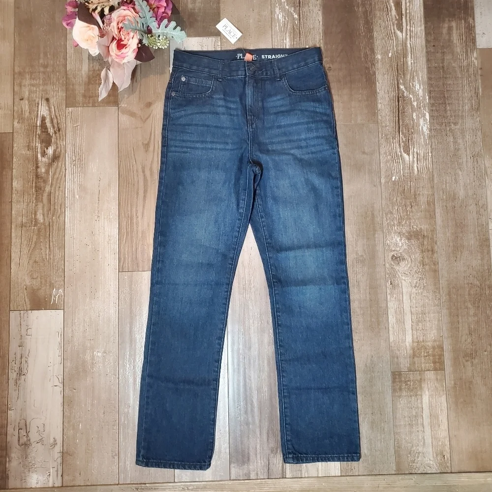 NWT The Children’s Place Deep Blue Straight Jeans Boys Size 14 100% Cotton